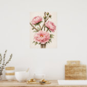Pink Peony Botanical Poster (Keuken)