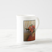 Pink Peony Bouquet Bone China Mug Porselein Kop (Voorkant rechts)
