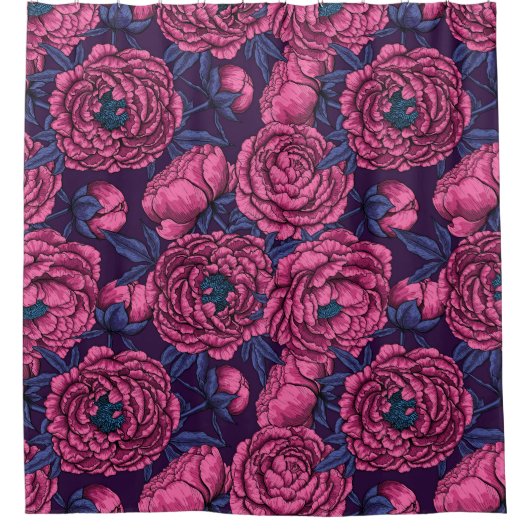 Pink peony bouquet douchegordijn (Voorkant)