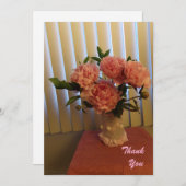 Pink Peony Bouquet Flat Thank You Card Bedankkaart (Voorkant / Achterkant)