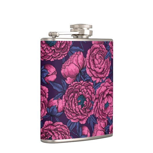 Pink peony bouquet heupfles (Rechts)