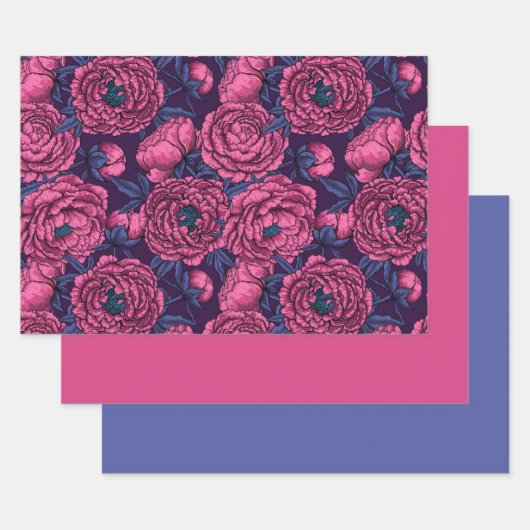 Pink peony bouquet inpakpapier vel (Set)