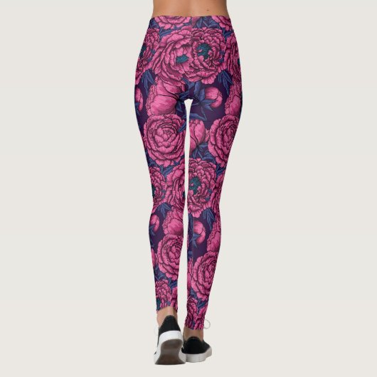 Pink peony bouquet leggings (Achterkant)