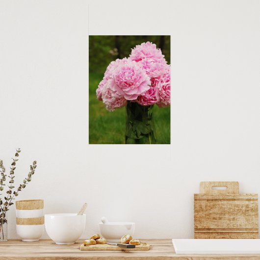 Pink Peony Bouquet Poster (Keuken)