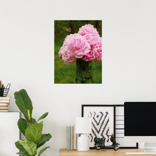 Pink Peony Bouquet Poster (Thuiskantoor)