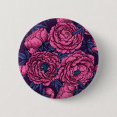 Pink peony bouquet ronde button 5,7 cm (Voorkant)