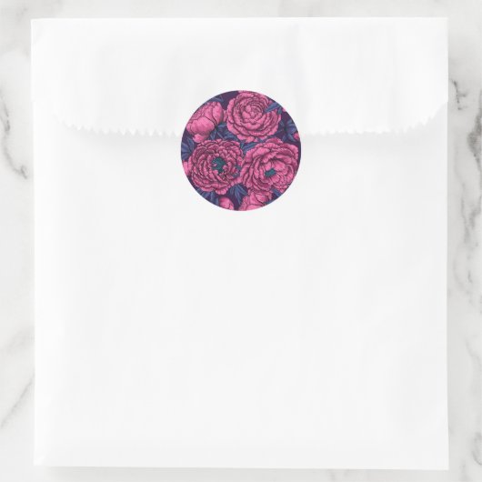 Pink peony bouquet ronde sticker (Tas)