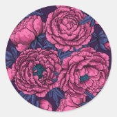 Pink peony bouquet ronde sticker (Voorkant)