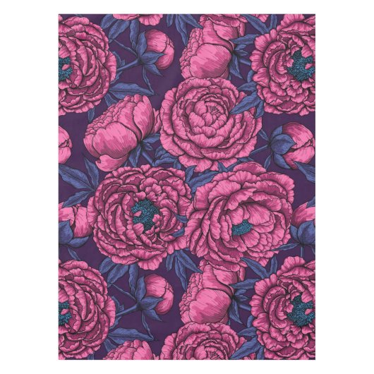 Pink peony bouquet tafelkleed (Voorkant)
