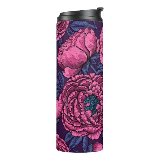 Pink peony bouquet thermosbeker (Gedraaid links)