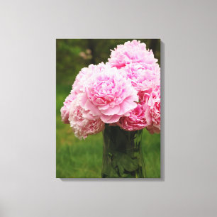 Pink Peony Bouquet Wrapped Canvas Afdruk