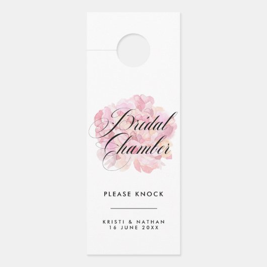 Pink Peony Bridal Chamber Weddenschap deur Deurhanger (Voorkant)