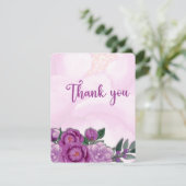 Pink peony bruiloft bedankt kaart (Staand voorkant)