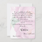 Pink peony bruiloft bedankt kaart (Achterkant)