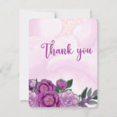 Pink peony bruiloft bedankt kaart (Voorkant)