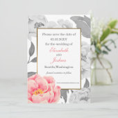 Pink Peony bruiloft, behalve de datum Save The Date (Staand voorkant)