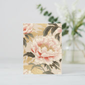 Pink Peony Chiyogami Briefkaart (Staand voorkant)