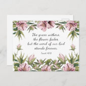 Pink Peony, Christelijk Inspirerend Bijbelvers Briefkaart (Voorkant / Achterkant)