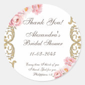 Pink Peony Christian Bridal Shower Thank You Ronde Sticker (Voorkant)
