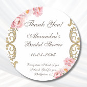 Pink Peony Christian Bridal Shower Thank You Ronde Sticker