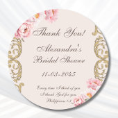 Pink Peony Christian Bridal Shower Thank You Ronde Sticker