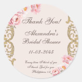 Pink Peony Christian Bridal Shower Thank You Ronde Sticker (Voorkant)