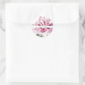 PINK PEONY CLASSIC ROUND CUSTOM NAME STICKER (Tas)