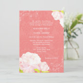 Pink Peony Coral Shades Wedding Kaart (Staand voorkant)