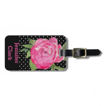 Pink Peony Custom Bagagelabel