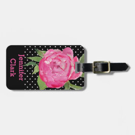 Pink Peony Custom Bagagelabel