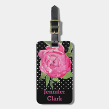 Pink Peony Custom Bagagelabel