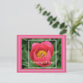 PINK PEONY/DENKING VAN U BRIEFKAART (Staand voorkant)