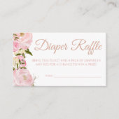 Pink Peony Diaper Raffle Tickets voor Baby shower Informatiekaartje (Voorkant)
