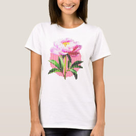 Pink Peony Dot Mosaic Flower T-shirt