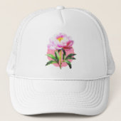 Pink Peony Dot Mosaic Flower Trucker Pet (Voorkant)
