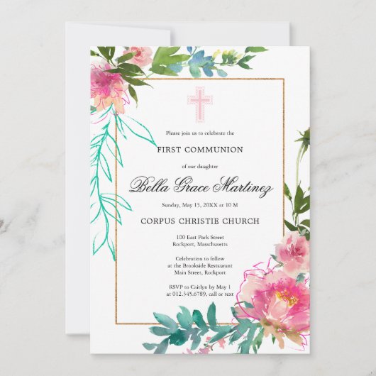 Pink Peony Eerste communiqué Kaart (Voorkant)