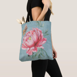 Pink Peony en Butterfly Canvas tas