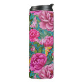 Pink Peony en Elephant Hawkth Thermal Tumbler Thermosbeker (Gedraaid links)