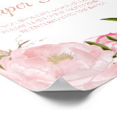 Pink Peony en Roos Gold Baby shower Diaper Raffle Poster (Hoek)