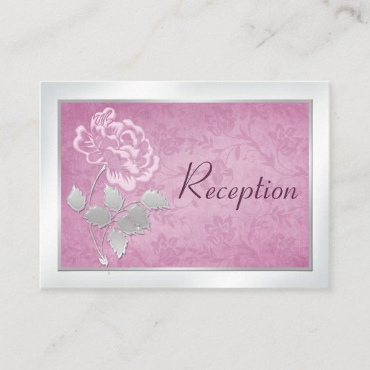Pink Peony en Silver Enclosure Kaart (Voorkant)
