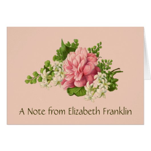 Pink Peony en White Jasmine, Blank Notecard (Voorkant Horizontaal)
