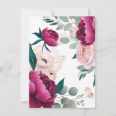 Pink Peony Eucalyptus Garden Floral Glam Wedding  Kaart (Achterkant)