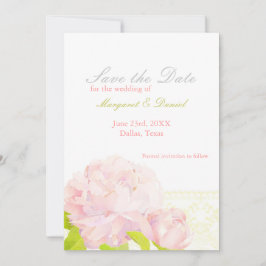 Pink Peony Faux Lace Wedding Save the Date