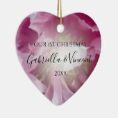 Pink Peony First Kerstmis Samen Keramisch Ornament (Rechts)