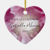 Pink Peony First Kerstmis Samen Keramisch Ornament (Voorkant)