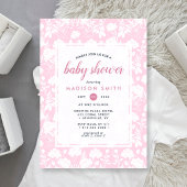 Pink Peony Floral Baby shower Kaart
