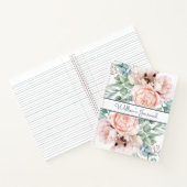 Pink Peony Floral Botanical White Notitieboek (Binnen)