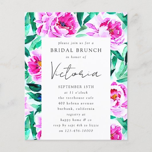 Pink Peony Floral Bridal Shower (Voorkant)