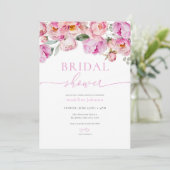Pink Peony Floral Bridal Shower Kaart (Staand voorkant)