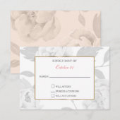 Pink Peony Floral bruiloft RSVP-kaarten RSVP Kaartje (Voorkant / Achterkant)